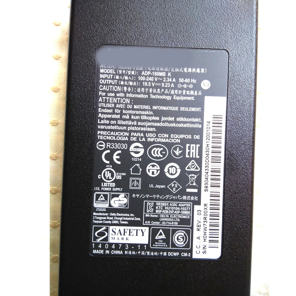 19.5V 9.23A AC Adapter Delta for MSI GS65 Stealth Thin-068,ADP-180TB F