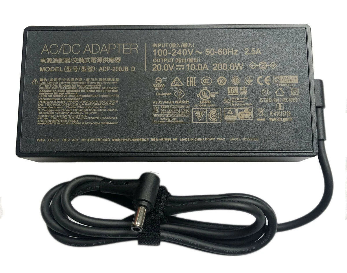 20V 10A 200W AC Adapter Charger compatible with ASUS TUF Dash FX516PM FX516PM-HN002T ADP-200JB D laptop power supply adapter cor