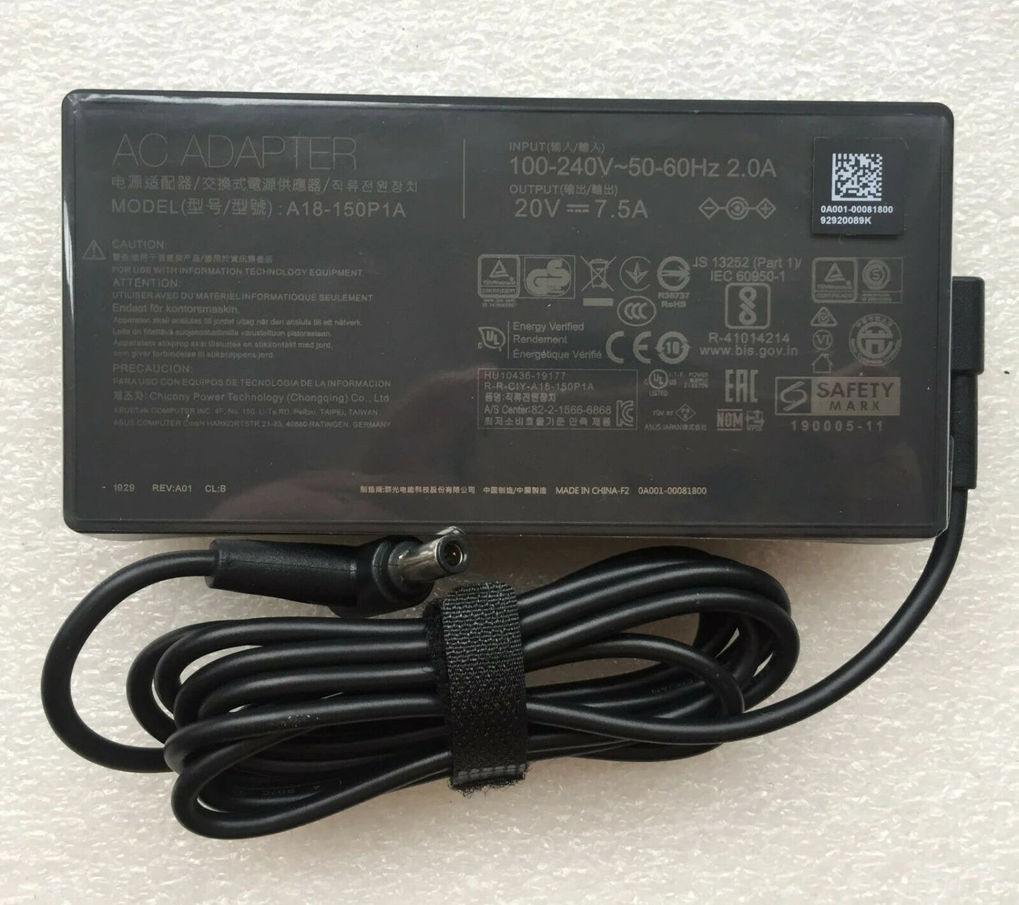 20V 7.5A 150W AC Adapter Charger A18-150P1A for ASUS TUF A15  TUF506II TUF506IU-ES74 TUF506II-BS74 Gaming Laptop power supply