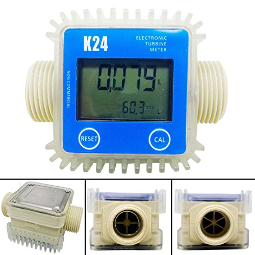 Pro K24 Turbine Digital Diesel Fuel Flow Meter For Chemicals Water Random Color