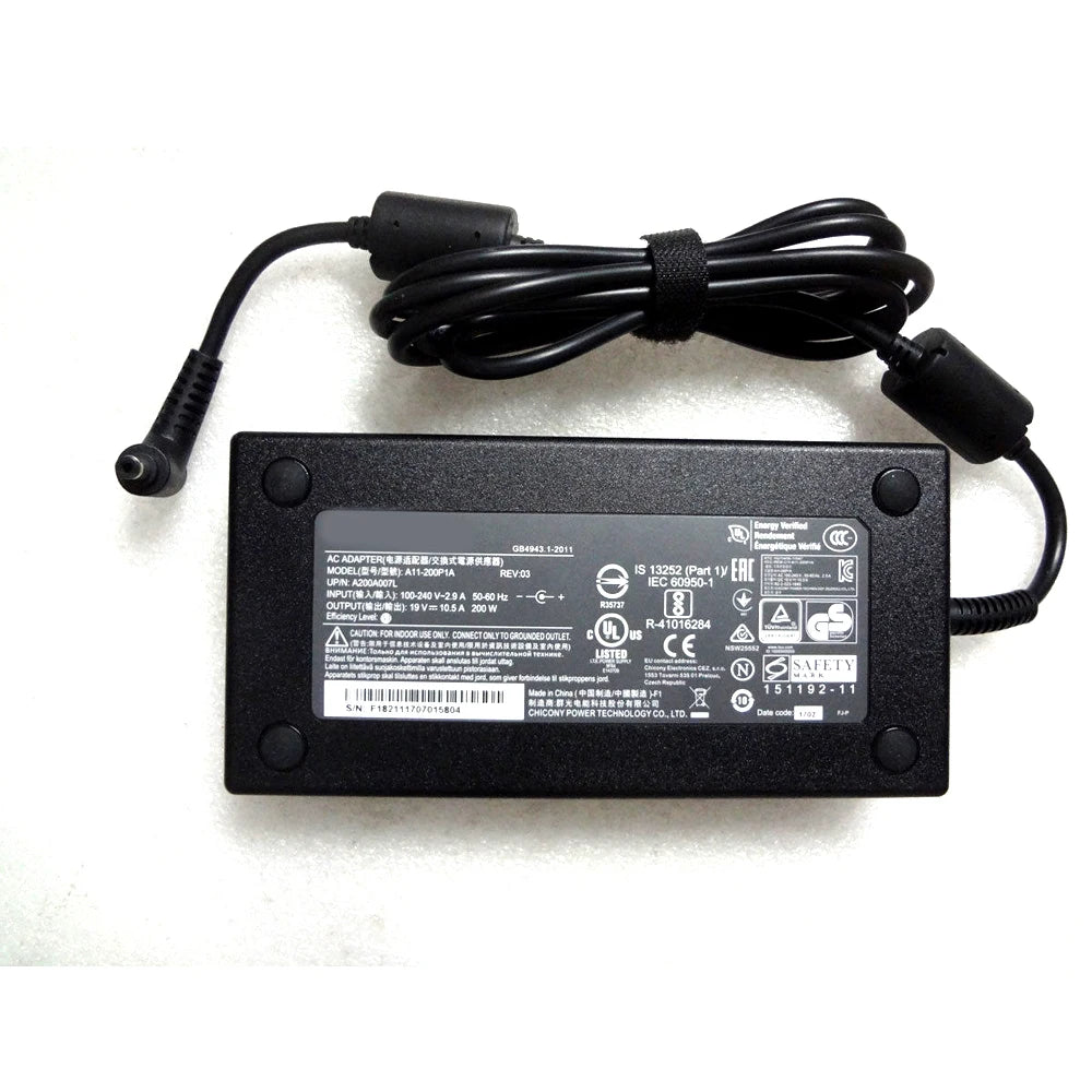 Chicony 200W 19V 10.5A AC/DC Adapter for Sager NP8373 Gaming Laptop