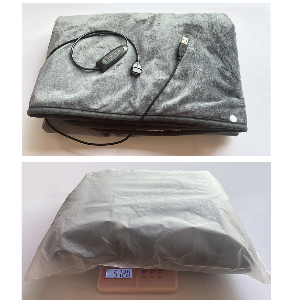 USB Electric Shawl Blanket 3 Stages 76x150cm Multifunctional Heating Thickened Shoulder Warm Blanket Power Bank Heating Pad