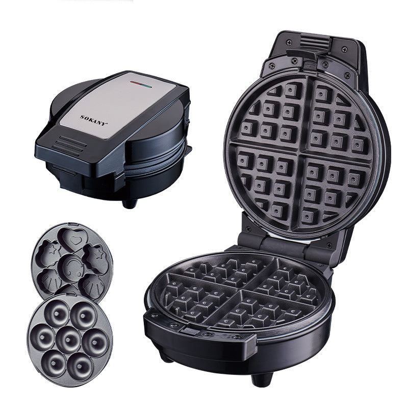 3 in 1 Sandwich Maker, Donut Cake Maker Multifunctional Electric Baking Pan 600W Waffle Maker