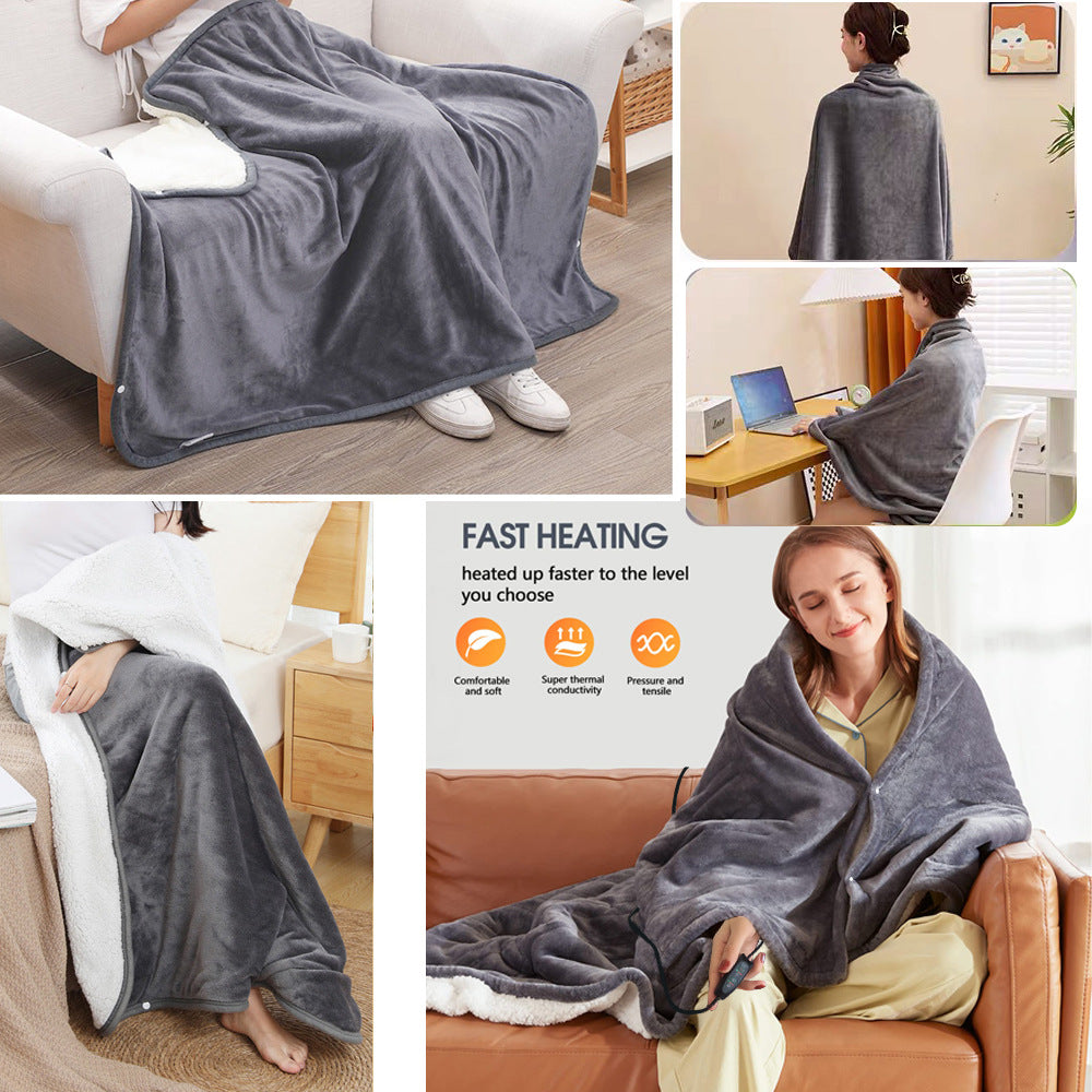 USB Electric Shawl Blanket 3 Stages 76x150cm Multifunctional Heating Thickened Shoulder Warm Blanket Power Bank Heating Pad