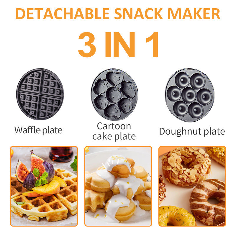 3 in 1 Sandwich Maker, Donut Cake Maker Multifunctional Electric Baking Pan 600W Waffle Maker