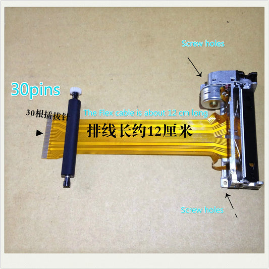 Thermal head printhead for cash register 100 JX-2R-01B of mini printers Flex cable length 12cm 30 insertion pins