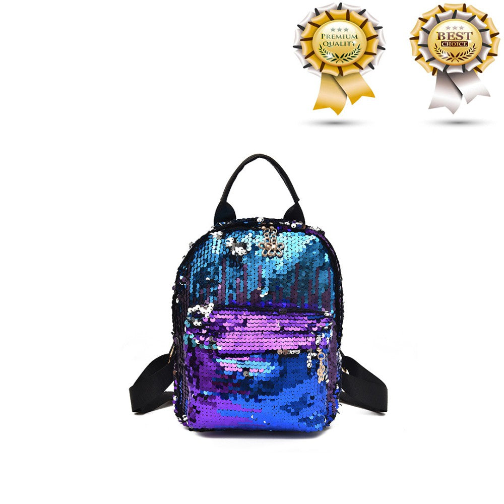 Womens Girls Sequins Backpack Wild trend School Reverse Daypack Shoulder Bag